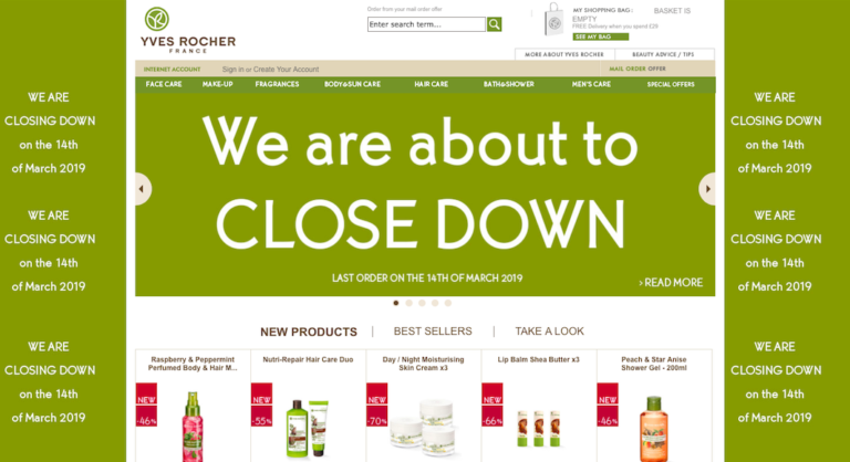 Fermeture Yves Rocher UK