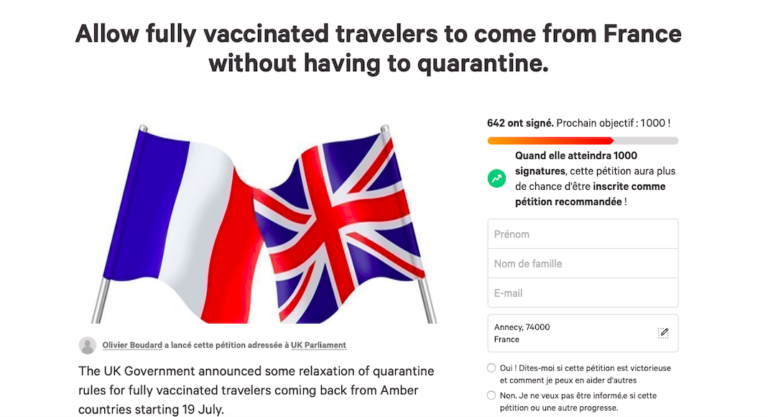 petition quarantaine royaume-uni france